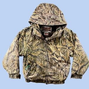 Vintage Gamehide Jacket Youth M Camo Mossy Oak Shadow Grass Insulated Warm Hood